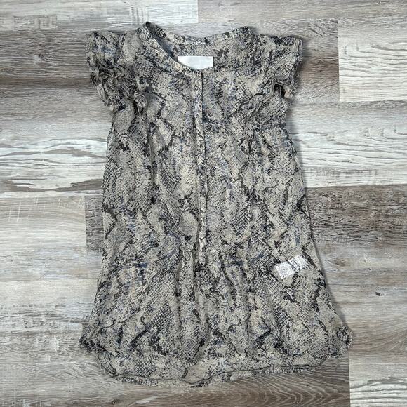 Zadig & Voltaire Snakeskin Silk Blouse Tarya Deluxe Ruffle Sleeve S - Picture 1 of 6